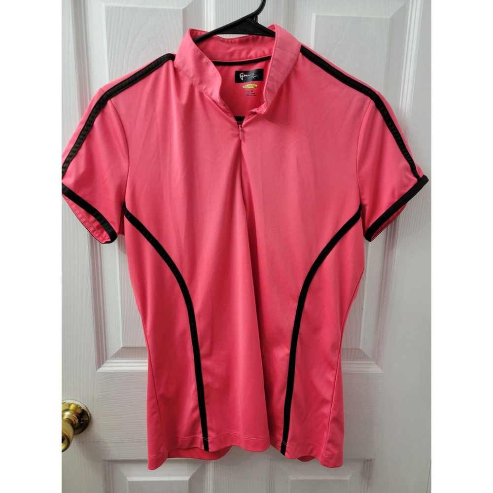 Greg Norman Golf Shirt Women's Large Pink Play Dry EUC